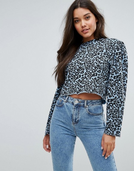 Missguided - Sweatshirt mit Leopardenmuster - Blau