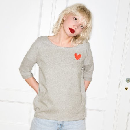 Oh Yeah! Clothing: Small Heart Sweater Grey