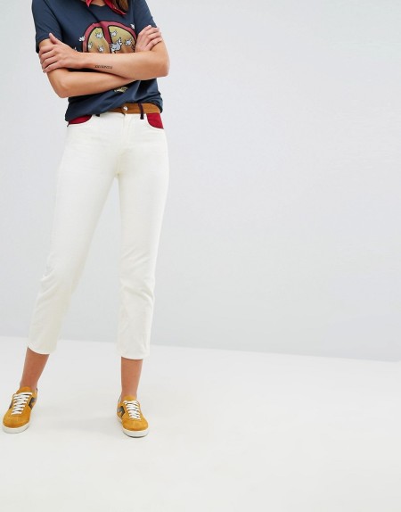 Wrangler - x Peter Max - Cord-Jeans mit geradem Schnitt und Blockfarben im Retro-Design - Weiß