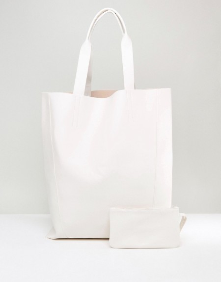 ASOS - Große Shopper-Tasche mit abnehmbarer Clutch - Weiß