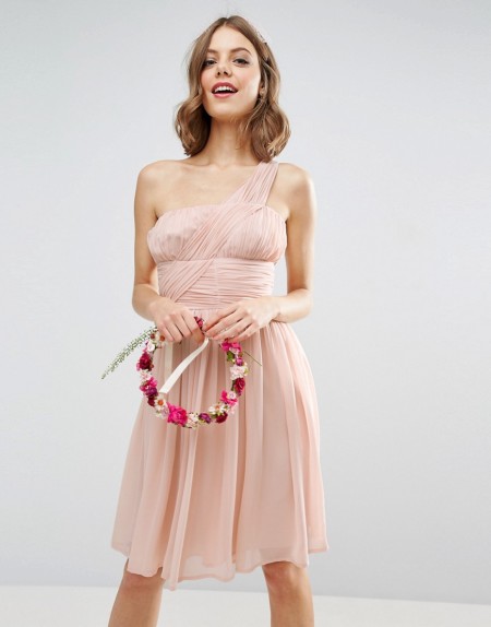 ASOS - WEDDING - One-Shoulder-Kleid - Rosa