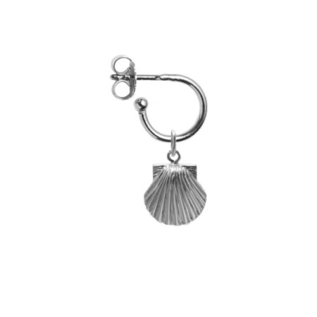 blue billie: Seashell Small Hoop Earring Silver