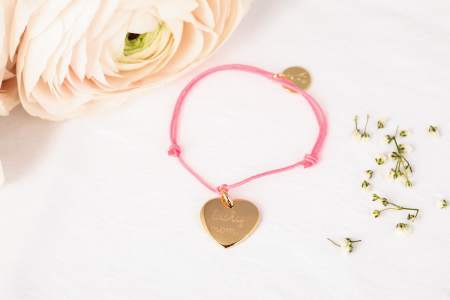 pelina bijoux paris: Personalised One Charm Bracelet 18 K Gold Plated - Heart