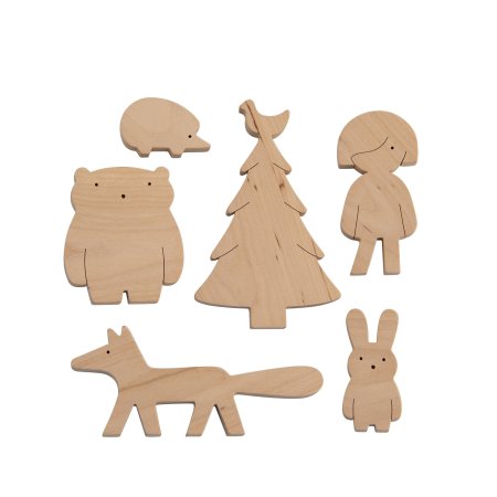 Mielasiela: Wooden Toy Set Girl and Forrest Friends