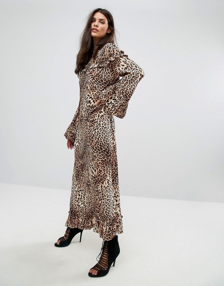 Gestuz - Langes Kleid mit Leopardenmuster - Mehrfarbig