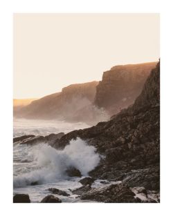 SUNSET STORMY WAVES POSTER