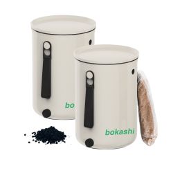 Startkit - Bokashi 2.0 - 2 st designade hinkar för köksbänken + 1 kg Svenskt Bokashiströ
